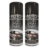 2X Auto Extreme Black Gloss Spray Paint 400ml Spray Paint